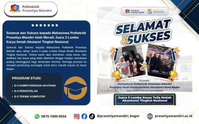 Selamat dan Sukses kepada Mahasiswa Politeknik Prasetiya Mandiri yang telah Meraih Juara 3 Lomba Karya Tulis Ilmiah Akutansi Tingkat Nasional